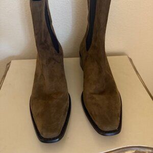 Tory Burch Olive Brown Suede Ankle Boots